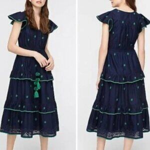 J.Crew - Embroidered Midi Dress in Cotton Voile - Size 10